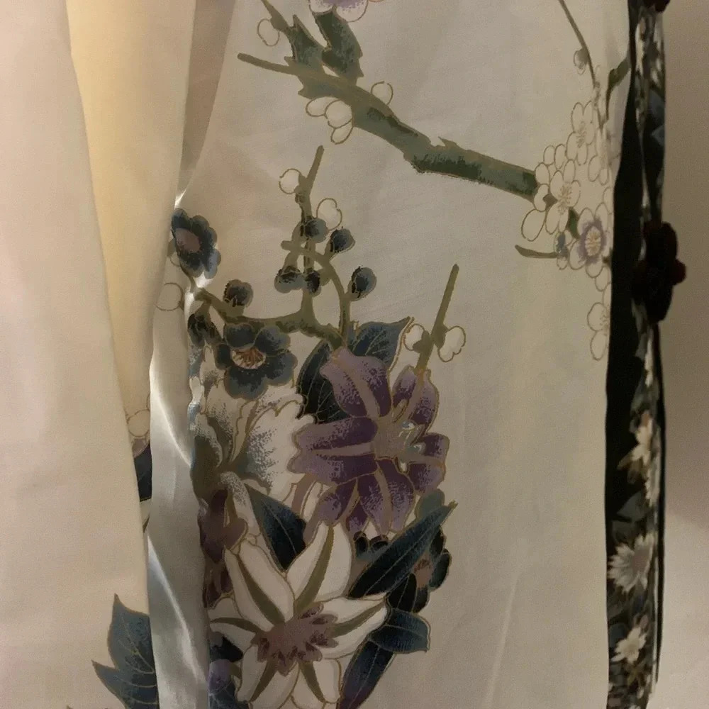 Cherry Blossom Kyoto Silk Robe From Japan Vintage Deadstock - Picture 8 of 10
